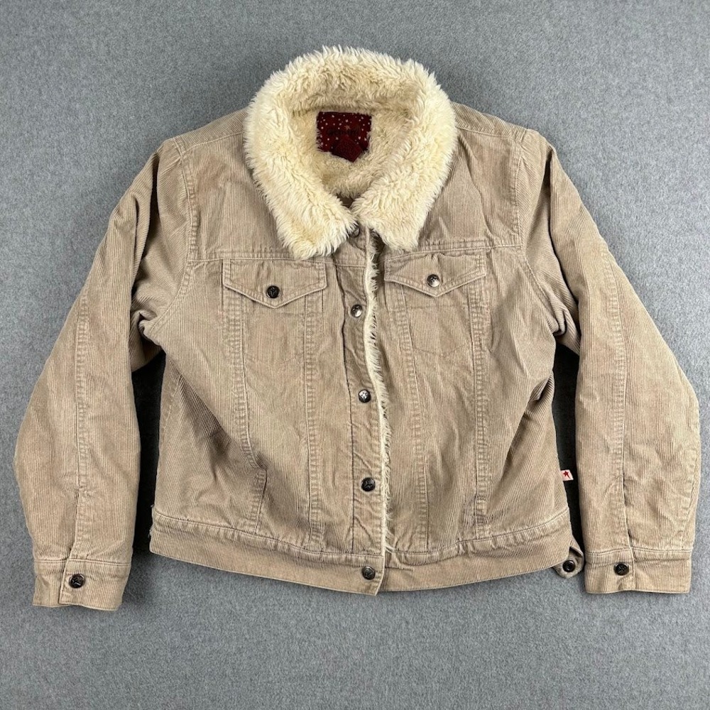 Womens‎ Corduroy Jacket Sherpa Lined Trucker Beige XL Gemini Cream Flap Pockets